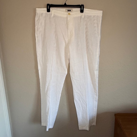 Joseph Abboud 42x32 Linen Chino Pants Modern Fit White Costal Beach - Picture 1 of 9